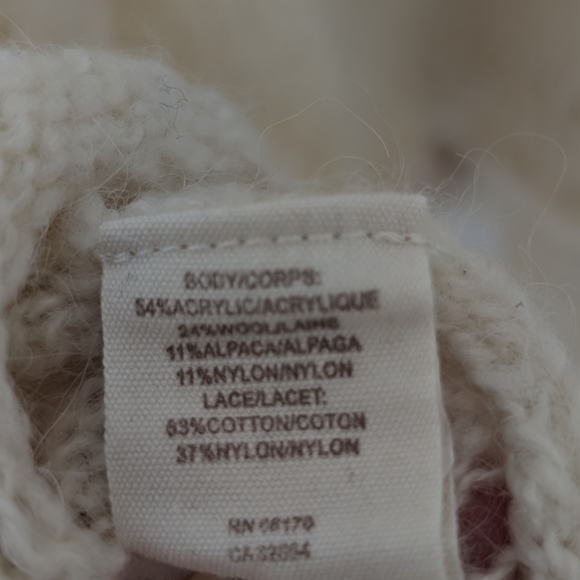 Free People Cream Beige Lace Wool Alpaca Honeysuckle Cardigan Sweater, size M - Picture 8 of 9